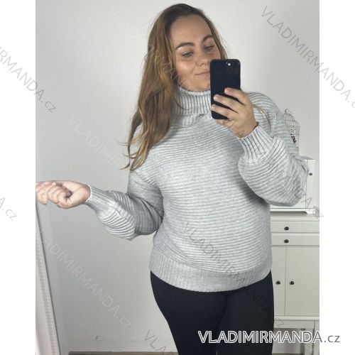 Svetr s rolákem dlouhý rukáv dámský (2XL/3XL ONE SIZE) ITALSKÁ MÓDA IM423JULIA