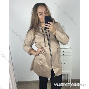 Kabátek s kapucí na zip dlouhý rukáv dámský nadrozměr (2XL/3XLONE SIZE) ITALSKÁ MODA IM423MIRANDA/DU