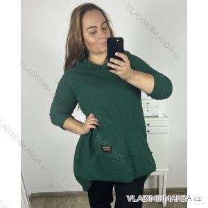 Mikina oversize teplá s kapucí dlouhý rukáv dámská nadrozměr (3XL/4XL ONE SIZE) ITALSKÁ MÓDA IM423TEDDY