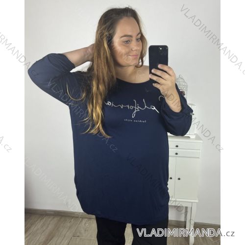 Women's Plus Size Long Sleeve Tunic (3XL/4XL/5XL ONE SIZE) ITALIAN FASHION IM423550 4XL / 5XL dark blue