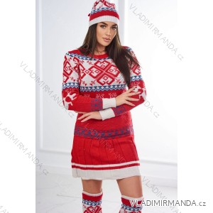 Weihnachtsset 1002 Pullover + Mütze + rote Kniestrümpfe