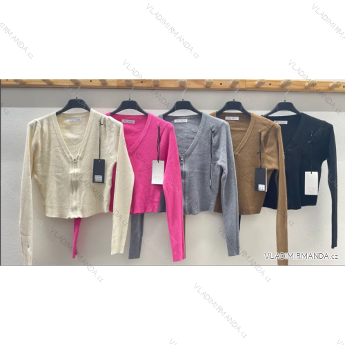 Svetr úpletový na zip dlouhý rukáv dámský (S/M ONE SIZE) ITALSKÁ MÓDA IMPDY23ATTIC8505