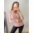 Women's slim button-up long sleeve sweater (S/M ONE SIZE) ITALIAN FASHION IMM22Fd5803/DR - baby pink, S/M