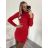 Women's Long Knitted Turtleneck Short Sleeve Dress (S/M ONE SIZE) ITALIAN FASHION IMM22FD51751 -   light grey
,   S/M