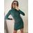 Women's Long Knitted Turtleneck Short Sleeve Dress (S/M ONE SIZE) ITALIAN FASHION IMM22FD51751 -   light grey
,   S/M