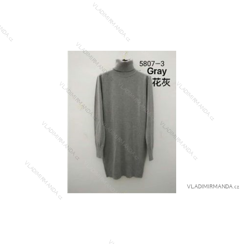 Women's Long Knitted Turtleneck Short Sleeve Dress (S/M ONE SIZE) ITALIAN FASHION IMM22FD51751 -   light grey
,   S/M