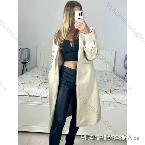 Kabát flaušový na knoflíky dámský (L/XL ONE SIZE) ITALSKÁ MÓDA IMD22962