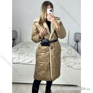 Kabát zimní s beránkem dlouhý rukáv dámský (S/M ONE SIZE) ITALSKÁ MÓDA IMWK233942/DU