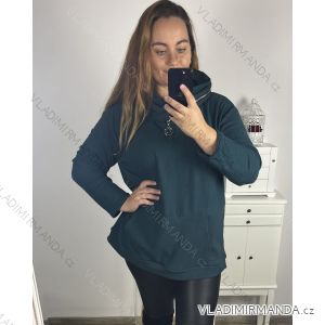 Mikina oversize teplá s kapucí dlouhý rukáv dámská nadrozměr (3XL/4XL ONE SIZE) ITALSKÁ MÓDA IM423ZIPA