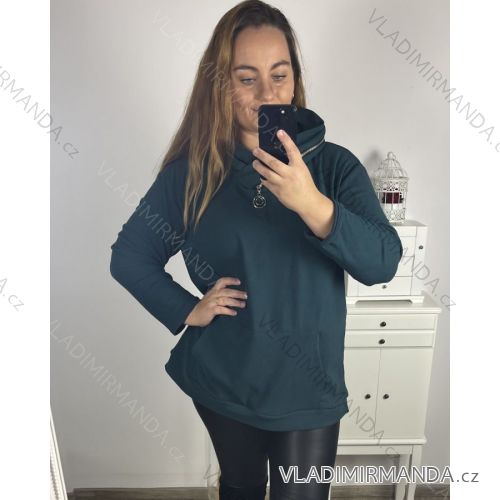 Mikina oversize teplá s kapucí dlouhý rukáv dámská nadrozměr (3XL/4XL ONE SIZE) ITALSKÁ MÓDA IM423ZIPA