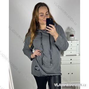 Mikina oversize prodloužená dlouhý rukáv dámská nadrozměr (3XL/4XL ONE SIZE) ITALSKÁ MÓDA IM423SALSO