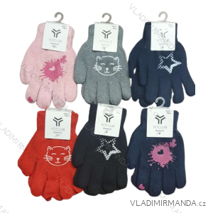 Rukavice prstové detské dievčenské (14-16 cm) YoClub PV323RED-0119G