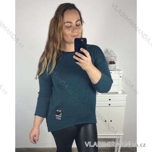 Svetr prodloužený oversize dlouhý rukáv dámský nadrozměr (2XL/3XLONE SIZE) ITALSKÁ MÓDA IM423724