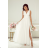 Langes, elegantes Damenkleid mit breiten Trägern (SL) FRENCH FASHION FMPEL23VELVET weiß 34