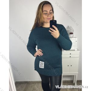 Šaty svetrové dlouhý rukáv dámské nadrozměr (2XL/3XL ONE SIZE) ITALSKÁ MÓDA IM423ANGES