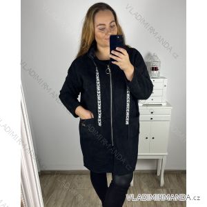 Kabátek s kapucí na zip dlouhý rukáv dámský nadrozměr (3XL/4XLONE SIZE) ITALSKÁ MODA IM423MENDDA