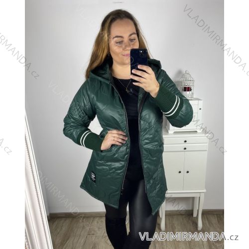 Bunda  s kapucí dámská nadrozměr (XL/2XL ONE SIZE) ITALSKÁ MÓDA IM423LOVES/DU XL/2XL smaragdová