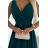 478-3 MAYA Kleid mit längerem Rücken, Ausschnitt und Gürtel – grün