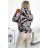 390-4 Kangaroo hoodie - beige, black and blue waves