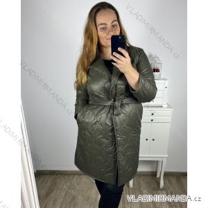 Bunda, Kabát dlouhý rukáv dámská nadrozměr (XL/2XL ONE SIZE) ITALSKÁ MÓDA IM423BELTA/DU