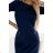 420-4 MARY Dress with gold zippers - Navy blue
