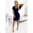 479-2 NINA dress with an envelope neckline, sleeve and belt - navy blue