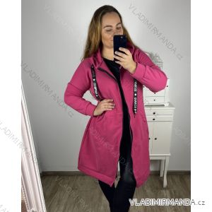 Mikina dlouhá oversize na zip s kapucí dlouhý rukáv dámská nadrozměr (2XL/3XL/4XL ONE SIZE) ITALSKÁ MÓDA IM423IMPRESS