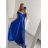 Šaty carmen dlouhé na ramínka elegantní saténové dámské (S/M ONE SIZE) ITALSKÁ MÓDA IMPBB22B22735/DR -   tmavě červená,   S/M