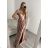 Šaty carmen dlouhé na ramínka elegantní saténové dámské (S/M ONE SIZE) ITALSKÁ MÓDA IMPBB22B22735/DR -   tmavě červená,   S/M