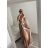 Šaty carmen dlouhé na ramínka elegantní saténové dámské (S/M ONE SIZE) ITALSKÁ MÓDA IMPBB22B22735/DR -   tmavě červená,   S/M