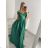 Šaty carmen dlouhé na ramínka elegantní saténové dámské (S/M ONE SIZE) ITALSKÁ MÓDA IMPBB22B22735/DR -   tmavě červená,   S/M