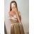 Šaty carmen dlouhé na ramínka elegantní saténové dámské (S/M ONE SIZE) ITALSKÁ MÓDA IMPBB22B22735/DR -   tmavě červená,   S/M