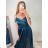 Šaty carmen dlouhé na ramínka elegantní saténové dámské (S/M ONE SIZE) ITALSKÁ MÓDA IMPBB22B22735/DR -   tmavě červená,   S/M