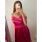 Šaty carmen dlouhé na ramínka elegantní saténové dámské (S/M ONE SIZE) ITALSKÁ MÓDA IMPBB22B22735/DR -   tmavě červená,   S/M