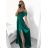 Šaty carmen dlouhé na ramínka elegantní saténové dámské (S/M ONE SIZE) ITALSKÁ MÓDA IMPBB22B22735/DR -   tmavě červená,   S/M