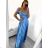 Šaty carmen dlouhé na ramínka elegantní saténové dámské (S/M ONE SIZE) ITALSKÁ MÓDA IMPBB22B22735/DR -   tmavě červená,   S/M