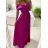 Šaty carmen dlouhé na ramínka elegantní saténové dámské (S/M ONE SIZE) ITALSKÁ MÓDA IMPBB22B22735/DR -   tmavě červená,   S/M