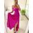 Šaty carmen dlouhé na ramínka elegantní saténové dámské (S/M ONE SIZE) ITALSKÁ MÓDA IMPBB22B22735/DR -   tmavě červená,   S/M
