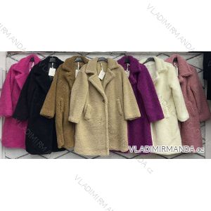 Kabát oversize teddy dlouhý rukáv dámský (S/M/L ONE SIZE) ITALSKÁ MÓDA IMWD234045