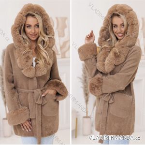 Kabát s kapucí dlouhý rukáv dámský (S/M ONE SIZE) ITALSKÁ MÓDA IMWA234053