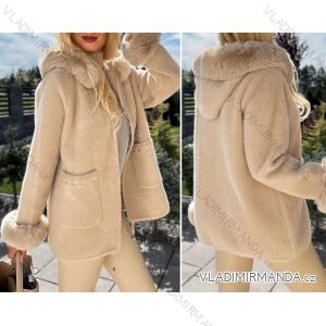Kabát s kapucí dlouhý rukáv dámský (S/M ONE SIZE) ITALSKÁ MÓDA IMWA234054