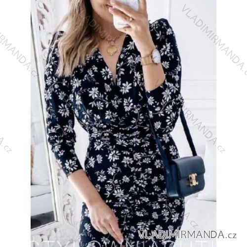 Šaty elegantní dlouhý rukáv dámské (S/M ONE SIZE) ITALSKÁ MÓDA IMWAA234065