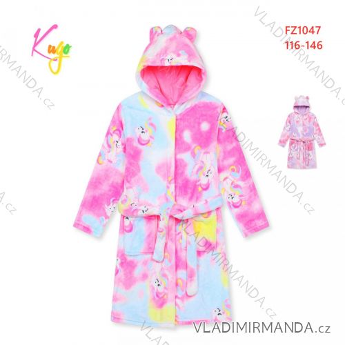 Warmer flauschiger Bademantel mit Kapuze für Mädchen (98-128) KUGO FZ-6717