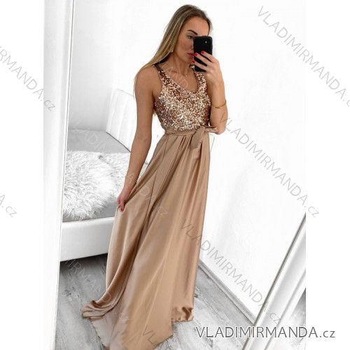 Women's long prom elegant strapless dress (S/M ONE SIZE) ITALIAN FASHION IMPBB22O5728/DR brown
