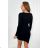 Viscose dress with fur at the bottom, black