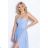 Women's Long Elegant Dress with Wide Straps (SL) FRENCH FASHION FMPEL23VELVET Light blue 36