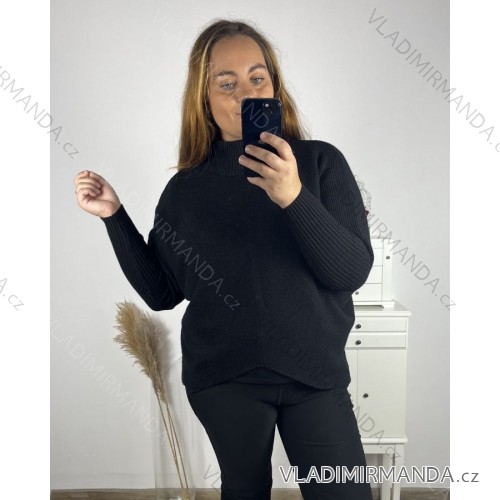 Sweater pullover thin spring long sleeve womens (uni sl) MY STYLE IMS8275 4XL / 5XL black