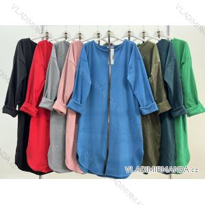 Šaty teplé s páskem dlouhý rukáv dámské nadrozměr (XL/2XL ONE SIZE) ITALSKÁ MÓDA IM423745