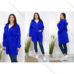 Kabát alpaka na zip s kapucí dámský nadrozměr (XL/2XL ONE SIZE) ITALSKÁ MÓDA IM423764