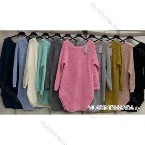 Šaty pletené/svetr prodloužený dlouhý rukáv dámské (S/M/L ONE SIZE) ITALSKá MóDA IMC23450